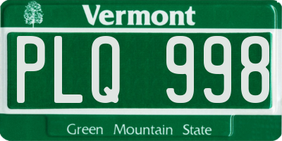 VT license plate PLQ998