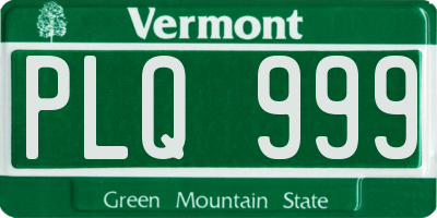 VT license plate PLQ999