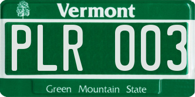 VT license plate PLR003