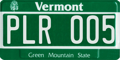 VT license plate PLR005