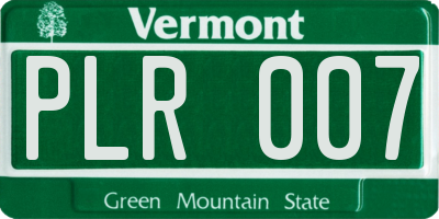 VT license plate PLR007