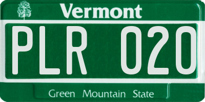 VT license plate PLR020