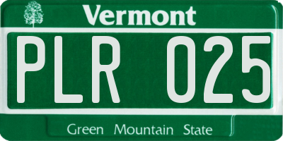 VT license plate PLR025