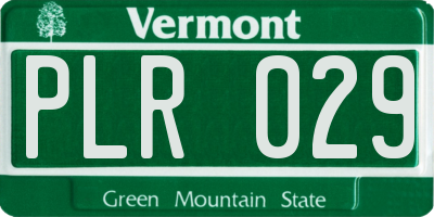 VT license plate PLR029
