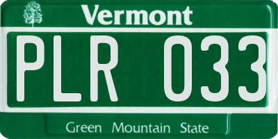 VT license plate PLR033