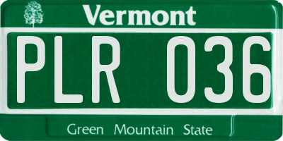 VT license plate PLR036