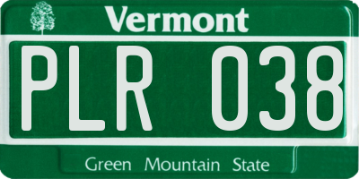 VT license plate PLR038