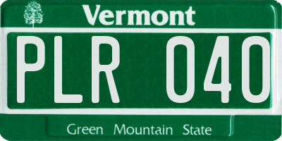 VT license plate PLR040