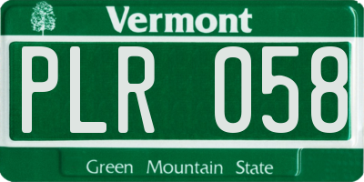 VT license plate PLR058