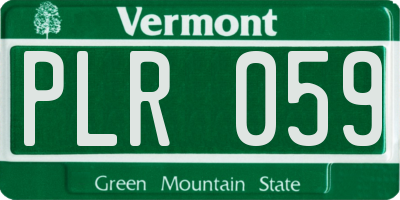 VT license plate PLR059