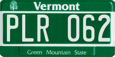 VT license plate PLR062