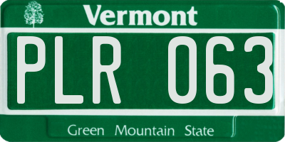 VT license plate PLR063