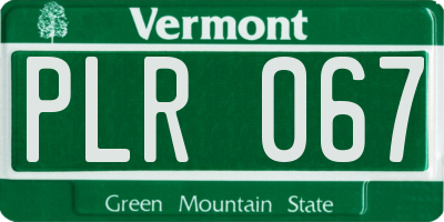 VT license plate PLR067