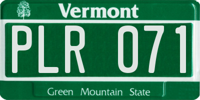 VT license plate PLR071