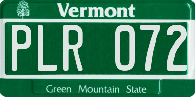 VT license plate PLR072