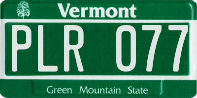 VT license plate PLR077