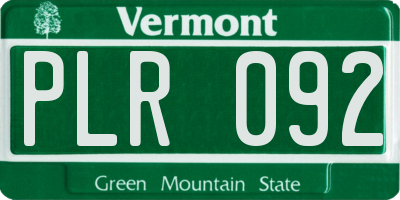 VT license plate PLR092
