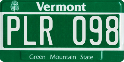 VT license plate PLR098