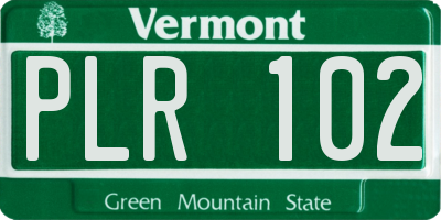 VT license plate PLR102