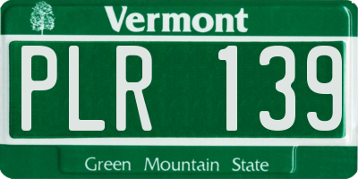 VT license plate PLR139
