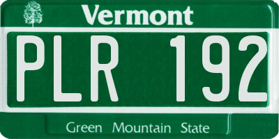 VT license plate PLR192