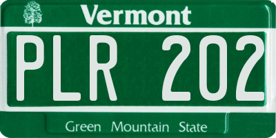 VT license plate PLR202