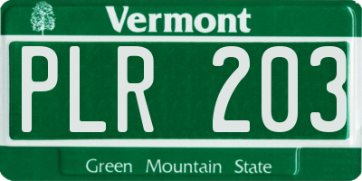 VT license plate PLR203