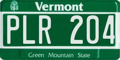 VT license plate PLR204