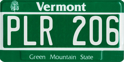 VT license plate PLR206