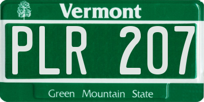 VT license plate PLR207
