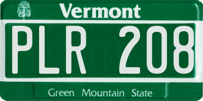 VT license plate PLR208
