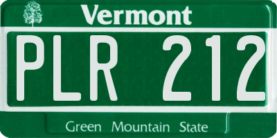 VT license plate PLR212