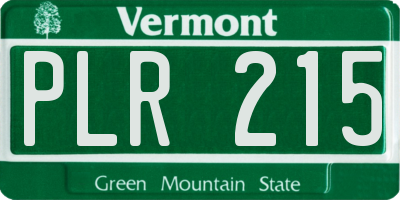 VT license plate PLR215
