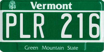 VT license plate PLR216