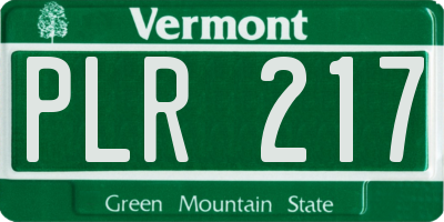 VT license plate PLR217