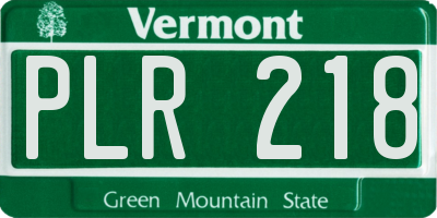 VT license plate PLR218