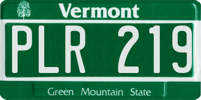 VT license plate PLR219