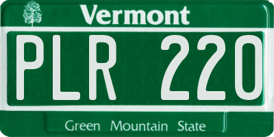VT license plate PLR220