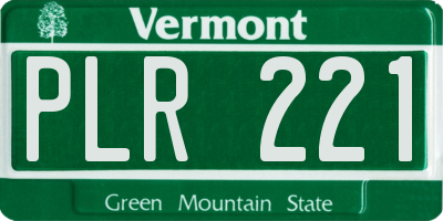 VT license plate PLR221