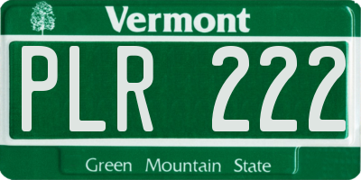 VT license plate PLR222