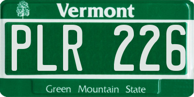 VT license plate PLR226