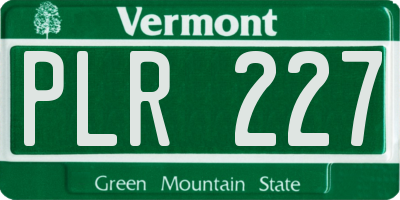 VT license plate PLR227