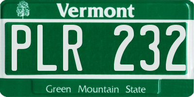 VT license plate PLR232