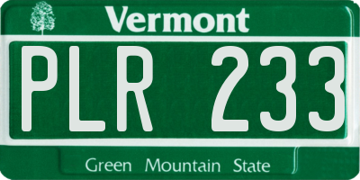 VT license plate PLR233
