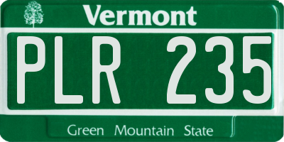 VT license plate PLR235