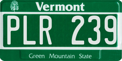 VT license plate PLR239