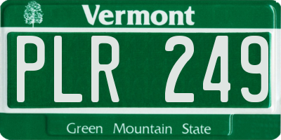 VT license plate PLR249