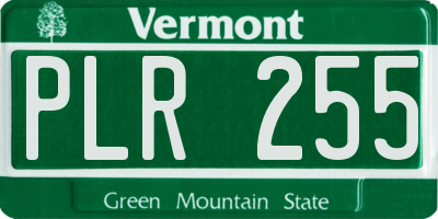 VT license plate PLR255