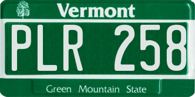 VT license plate PLR258
