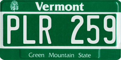 VT license plate PLR259